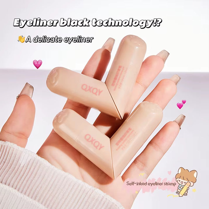 QXQY Easy Stamp Wing Eyeliner Pen - Dual Ended (Stamp + Pencil), Waterproof, Quick Dry, All Day Wear, Foolproof Application, Mus