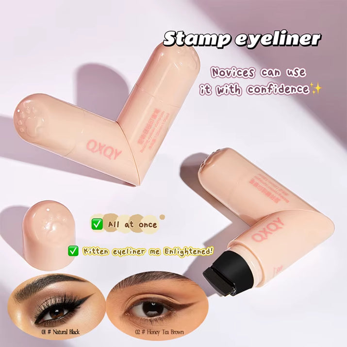 QXQY Easy Stamp Wing Eyeliner Pen - Dual Ended (Stamp + Pencil), Waterproof, Quick Dry, All Day Wear, Foolproof Application, Mus
