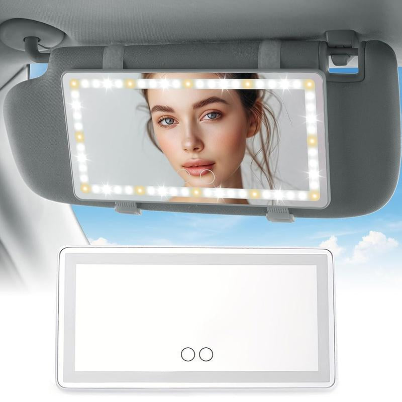 Car Sun Visor Makeup Mirror, LED Touch Screen Adjustable Brightness Auto Interior Makeup HD Mirror, Rechargeable Vanity Mirror,Girly Car Accessories,Car Stuff