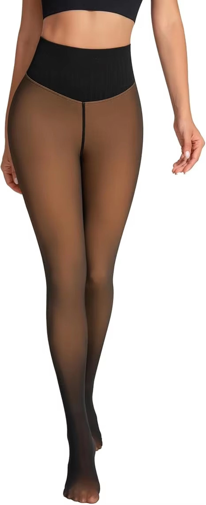 Plus Size One Seam Shaping Fleece Leggings Compression Band Pantyhose Sexy Thermal Warm Erotic Tights