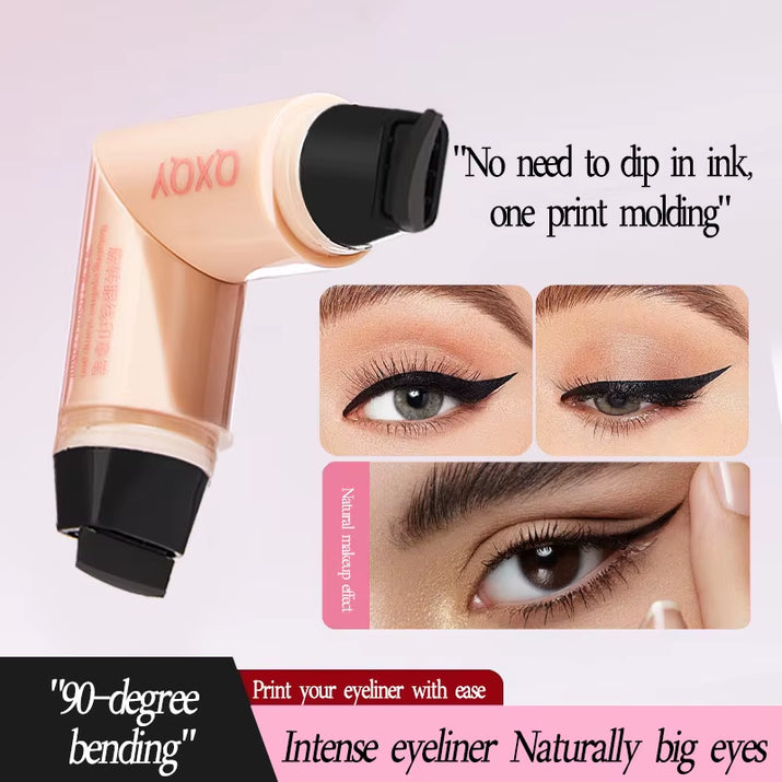 QXQY Easy Stamp Wing Eyeliner Pen - Dual Ended (Stamp + Pencil), Waterproof, Quick Dry, All Day Wear, Foolproof Application, Mus