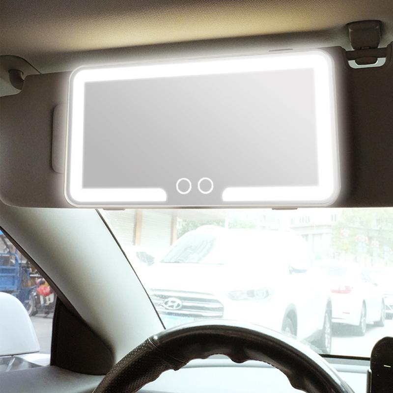 Car Sun Visor Makeup Mirror, LED Touch Screen Adjustable Brightness Auto Interior Makeup HD Mirror, Rechargeable Vanity Mirror,Girly Car Accessories,Car Stuff