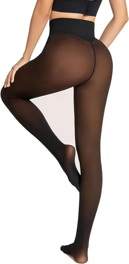 Plus Size One Seam Shaping Fleece Leggings Compression Band Pantyhose Sexy Thermal Warm Erotic Tights